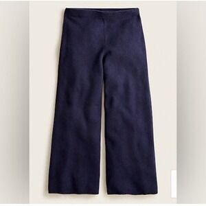 J.CREW Cashmere $228 Navy Blue Wide Leg Luxury Sweatpants Women's Size M/L